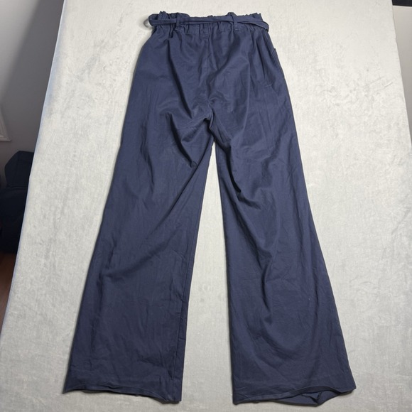 Marine Layer Pants Womens S‎ Blue Wide Leg Belted Paper Bag Elastic Waist - Picture 7 of 12
